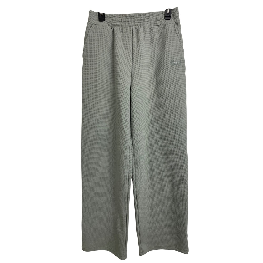 AYBL  Sage Green Waffle Knit Wide‎ Leg Lounge Pants Large Minimalist Casual